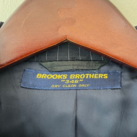 Brooks Brothers 346 Blue Striped 46R Suit Blazer Lined Pockets 3 Buttons - Picture 2 of 13